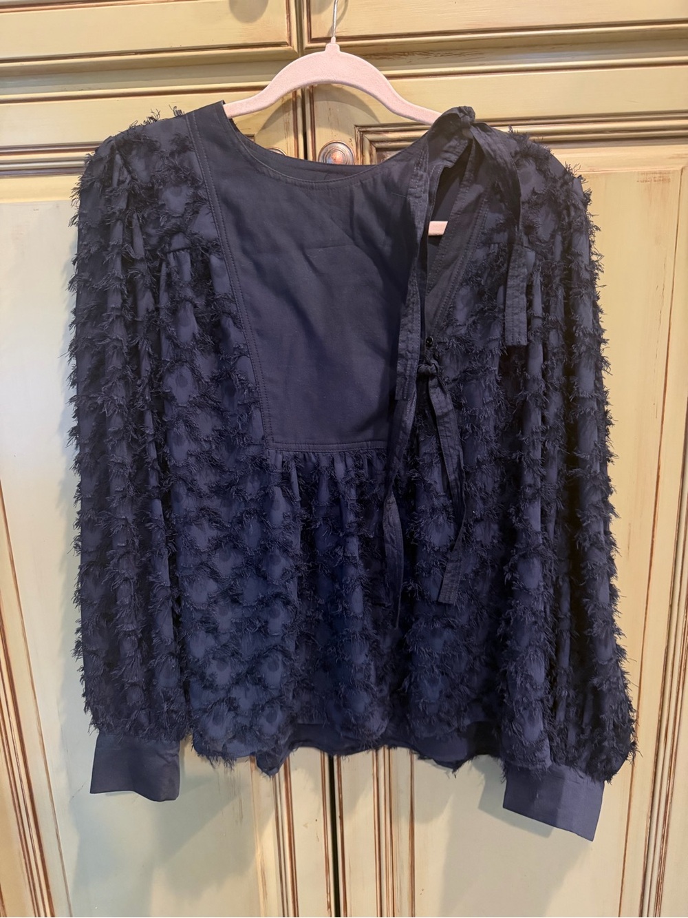 Women's Navy Textured Long-Sleeve Jacket, size M.